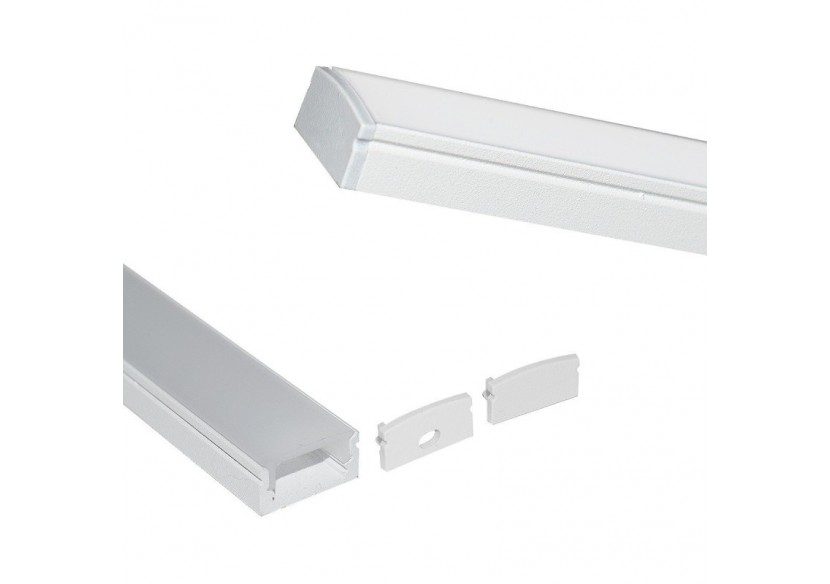 Profilé saillie en aluminium pour bande LED avec diffuseur-17x8mm-4 clips-2 embouts-2m - KPERF17X8-B - Barcelona LED