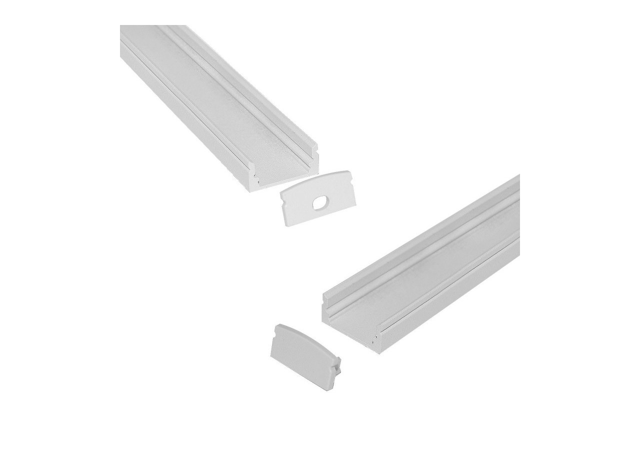 Profilé saillie en aluminium pour bande LED avec diffuseur-17x8mm-4 clips-2 embouts-2m - KPERF17X8-B - Barcelona LED