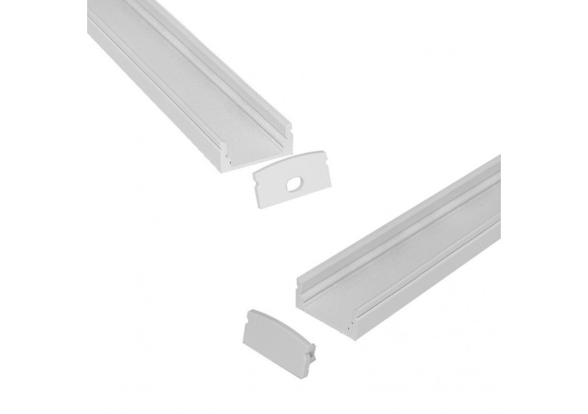 Profilé saillie en aluminium pour bande LED avec diffuseur-17x8mm-4 clips-2 embouts-2m - KPERF17X8-B - Barcelona LED