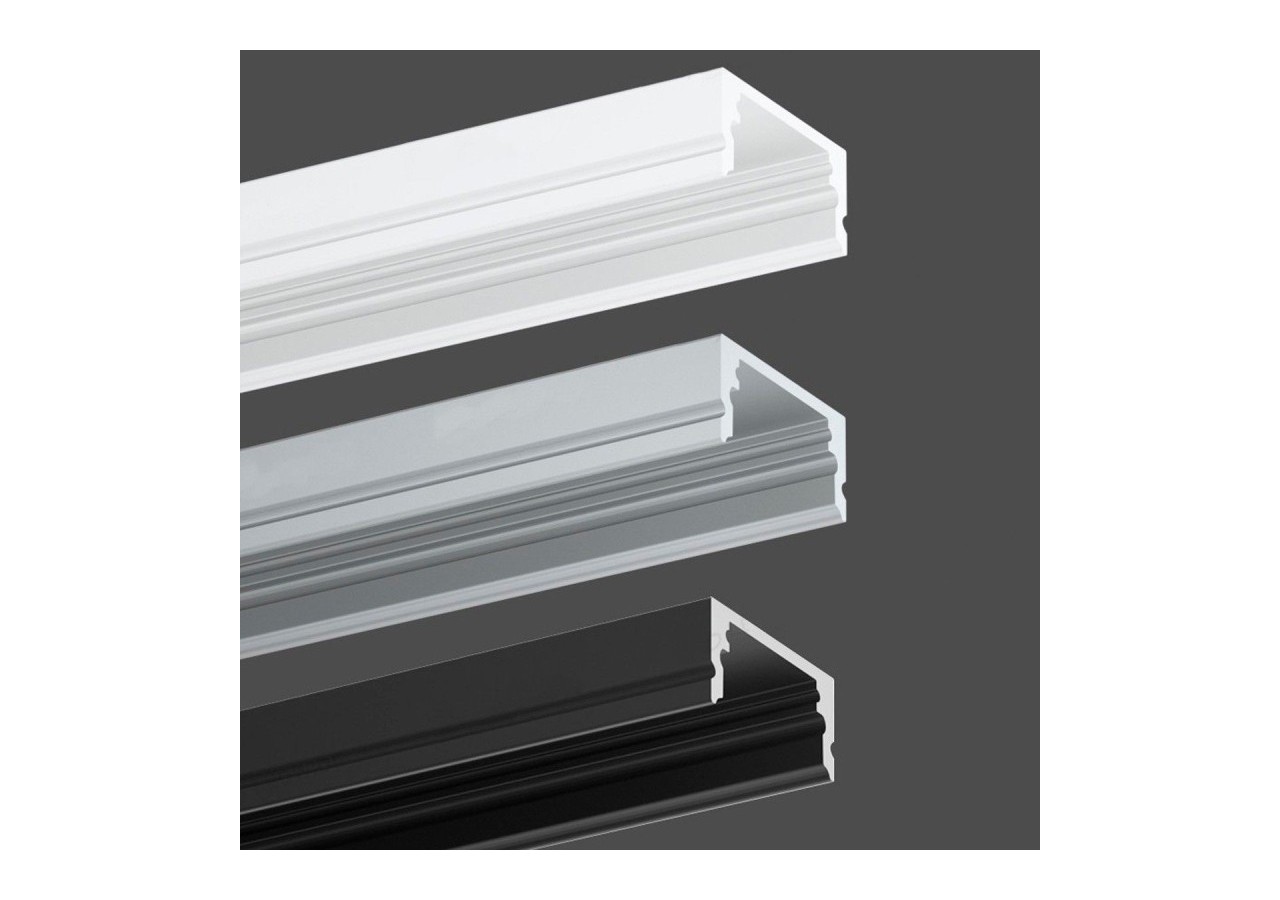 Profilé saillie en aluminium pour bande LED avec diffuseur-17x8mm-4 clips-2 embouts-2m - KPERF17X8-B - Barcelona LED