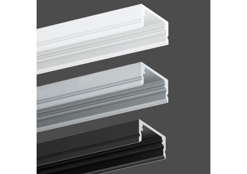 Profilé saillie en aluminium pour bande LED avec diffuseur-17x8mm-4 clips-2 embouts-2m - KPERF17X8-B - Barcelona LED