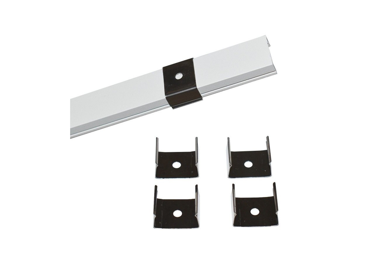 Profilé saillie en aluminium pour bande LED avec diffuseur-17x8mm-4 clips-2 embouts-2m - KPERF17X8-B - Barcelona LED