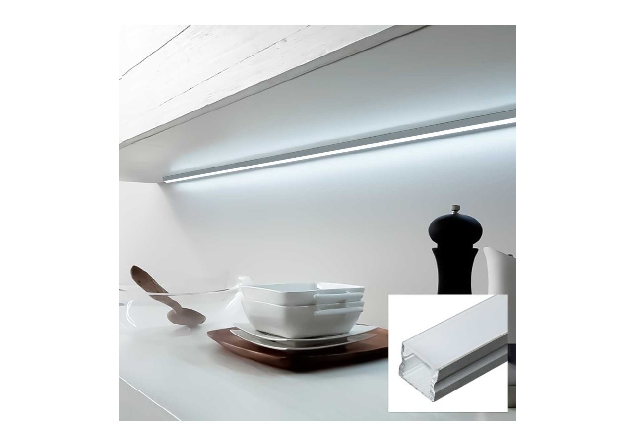 ﻿Profilé saillie en aluminium pour bande LED avec diffuseur-17x15mm-4 clips-2 embouts-2m - KPERF17X15-P - Barcelona LED