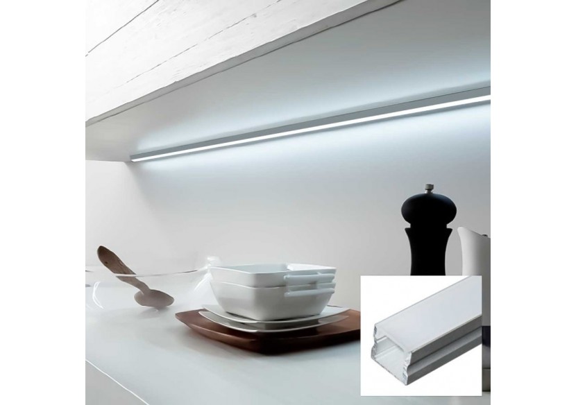 ﻿Profilé saillie en aluminium pour bande LED avec diffuseur-17x15mm-4 clips-2 embouts-2m - KPERF17X15-P - Barcelona LED