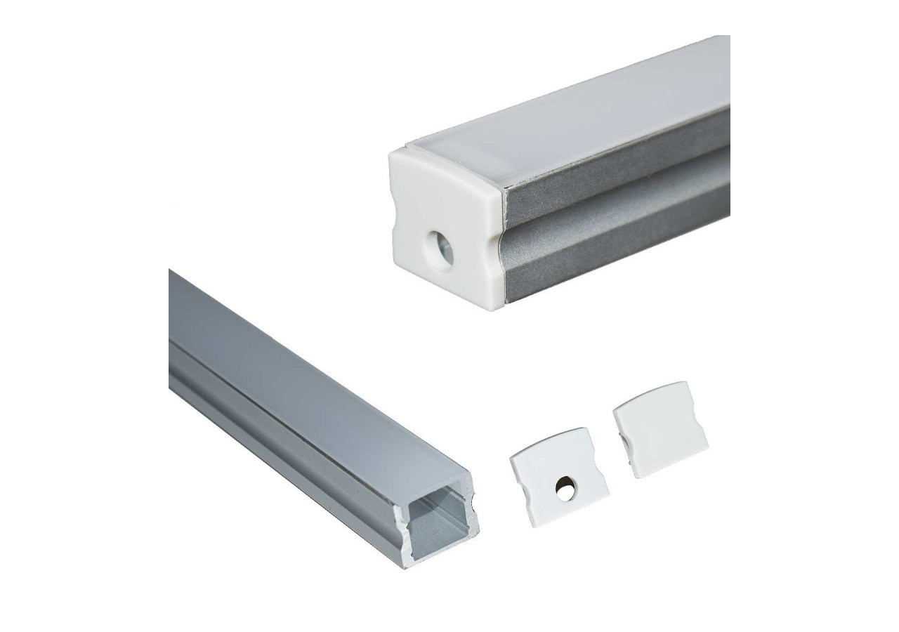 ﻿Profilé saillie en aluminium pour bande LED avec diffuseur-17x15mm-4 clips-2 embouts-2m - KPERF17X15-P - Barcelona LED