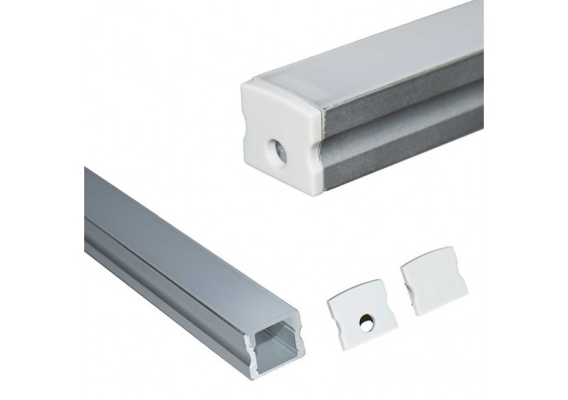 ﻿Profilé saillie en aluminium pour bande LED avec diffuseur-17x15mm-4 clips-2 embouts-2m - KPERF17X15-P - Barcelona LED