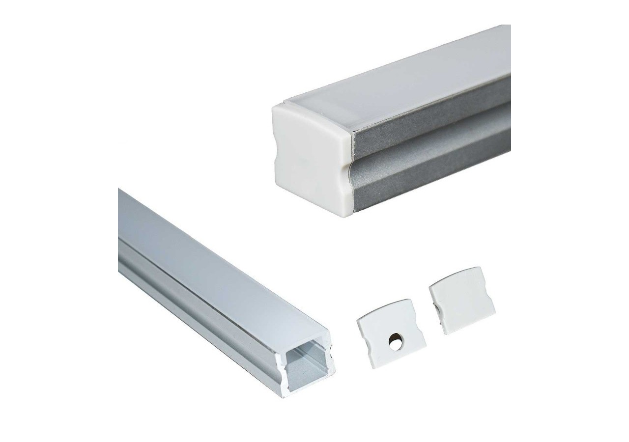 ﻿Profilé saillie en aluminium pour bande LED avec diffuseur-17x15mm-4 clips-2 embouts-2m - KPERF17X15-P - Barcelona LED