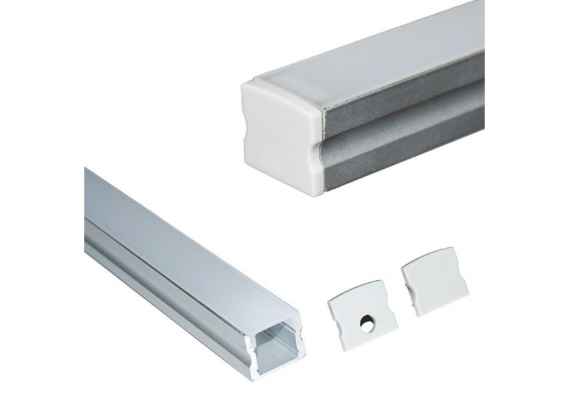 ﻿Profilé saillie en aluminium pour bande LED avec diffuseur-17x15mm-4 clips-2 embouts-2m - KPERF17X15-P - Barcelona LED