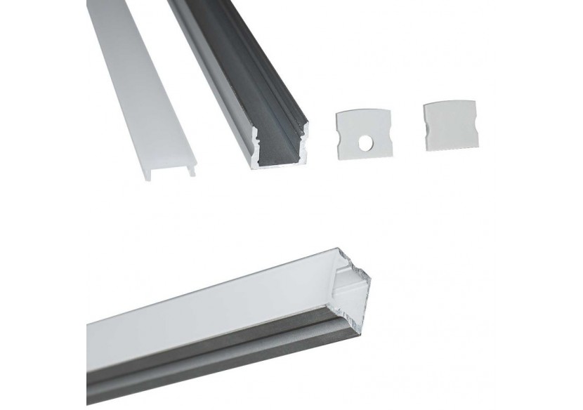 ﻿Profilé saillie en aluminium pour bande LED avec diffuseur-17x15mm-4 clips-2 embouts-2m - KPERF17X15-P - Barcelona LED