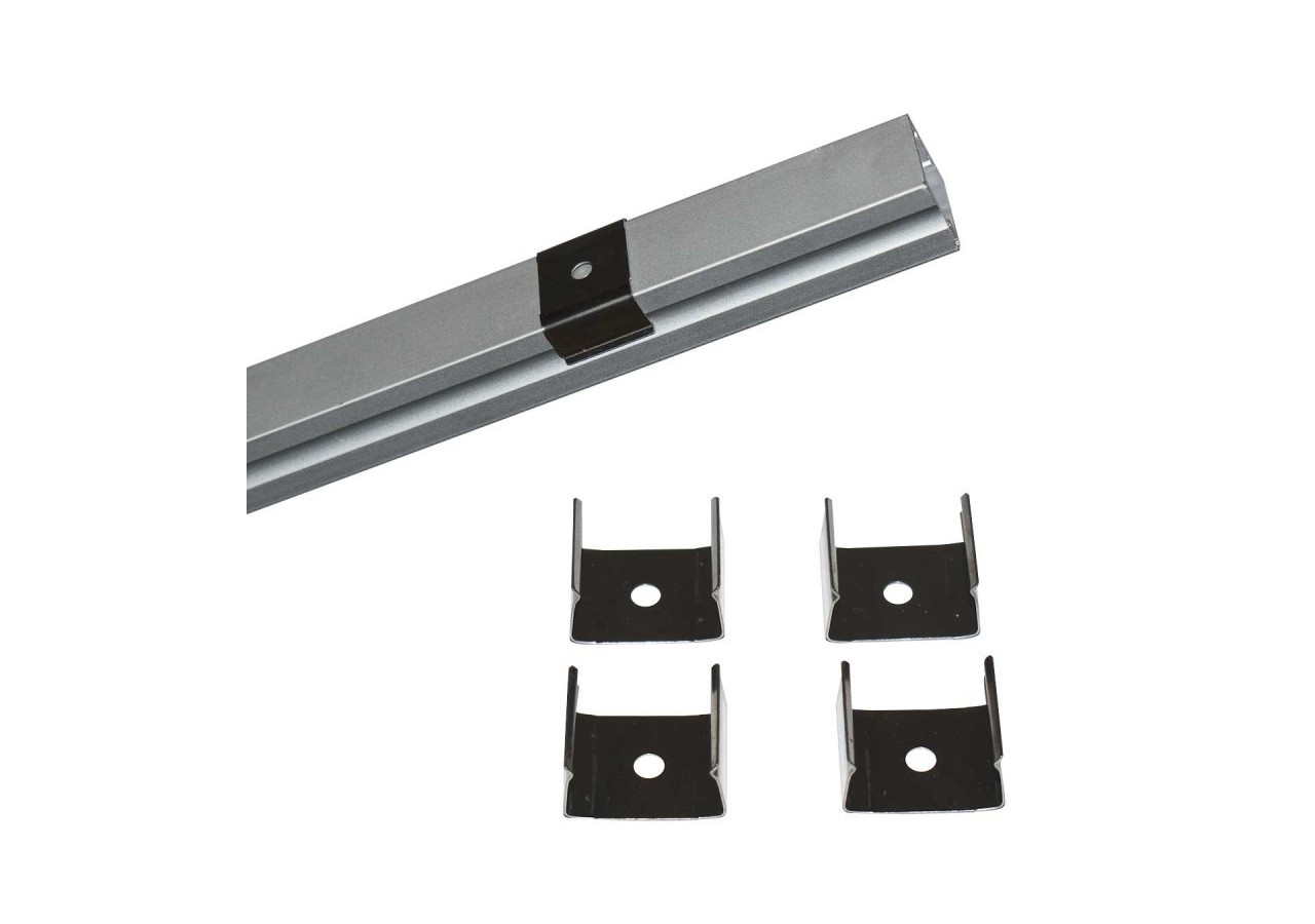 ﻿Profilé saillie en aluminium pour bande LED avec diffuseur-17x15mm-4 clips-2 embouts-2m - KPERF17X15-P - Barcelona LED