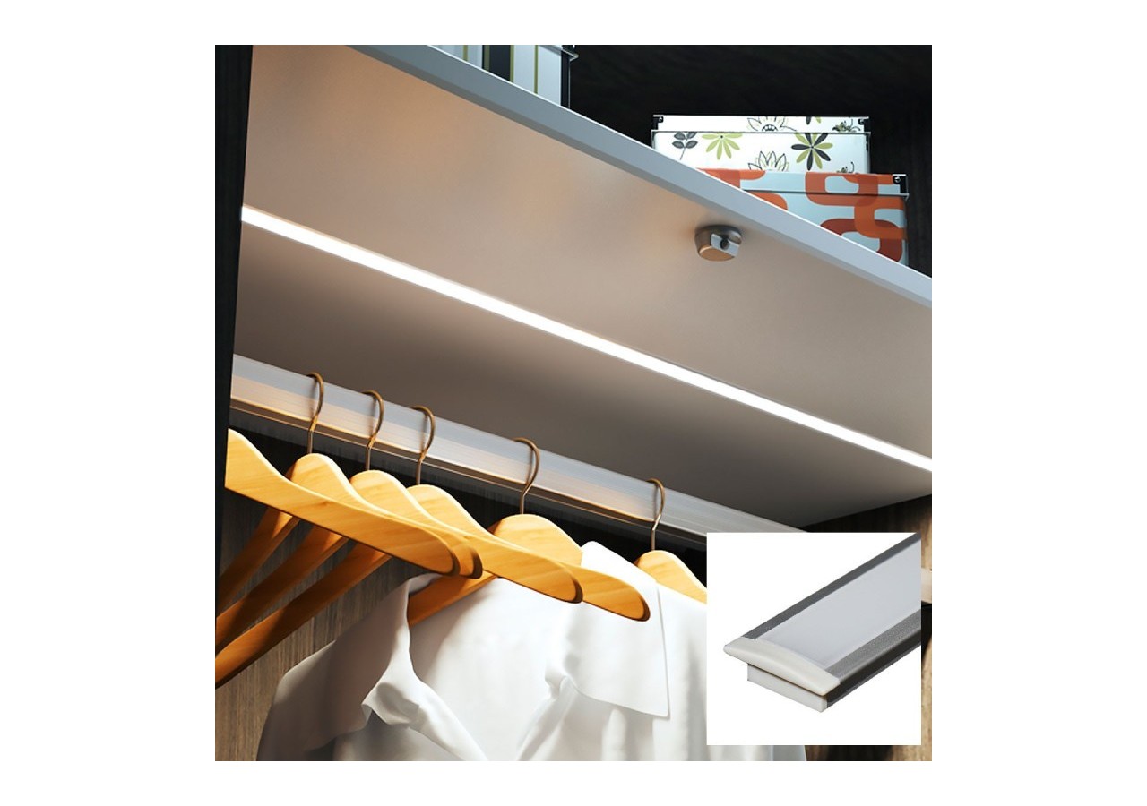 Profilé encastré en aluminium pour bande LED avec diffuseur-23x8mm-2 embouts-2m - KPERF23X8-P - Barcelona LED