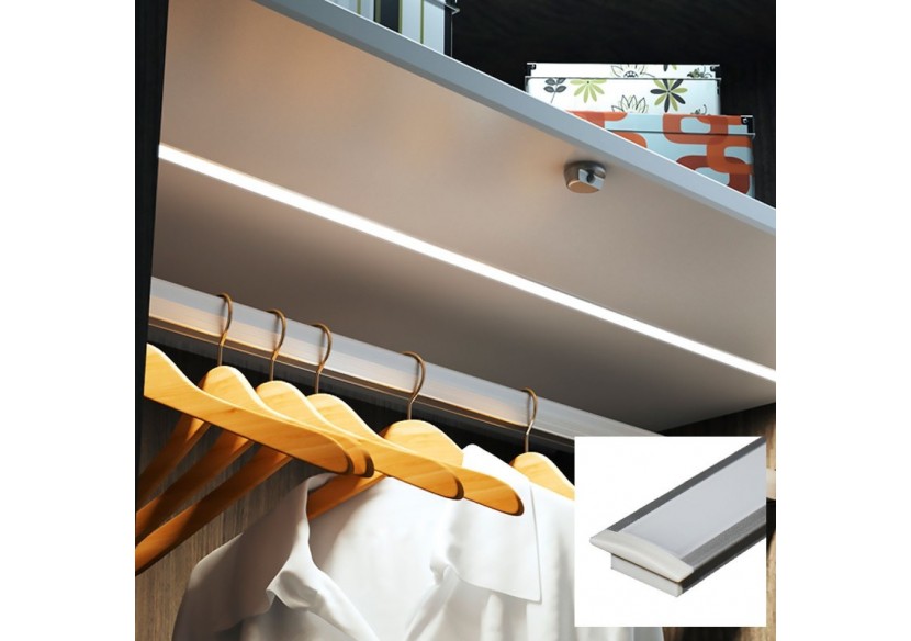 Profilé encastré en aluminium pour bande LED avec diffuseur-23x8mm-2 embouts-2m - KPERF23X8-P - Barcelona LED