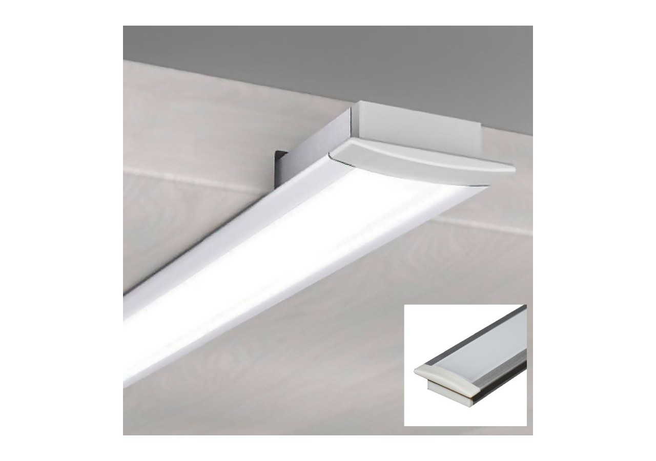 Profilé encastré en aluminium pour bande LED avec diffuseur-23x8mm-2 embouts-2m - KPERF23X8-P - Barcelona LED