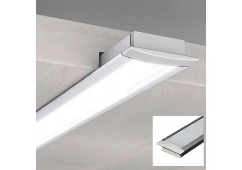 Profilé encastré en aluminium pour bande LED avec diffuseur-23x8mm-2 embouts-2m - KPERF23X8-P - Barcelona LED