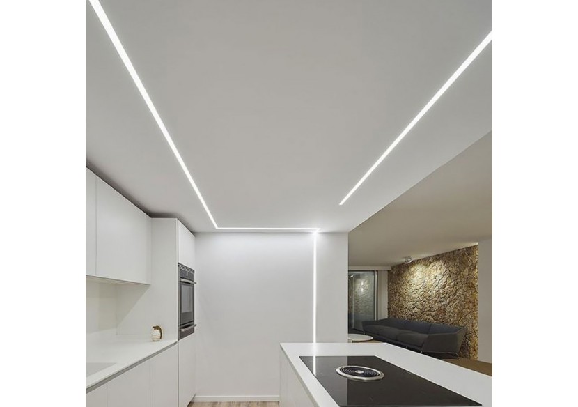 Profilé encastré en aluminium pour bande LED avec diffuseur-23x8mm-2 embouts-2m - KPERF23X8-P - Barcelona LED