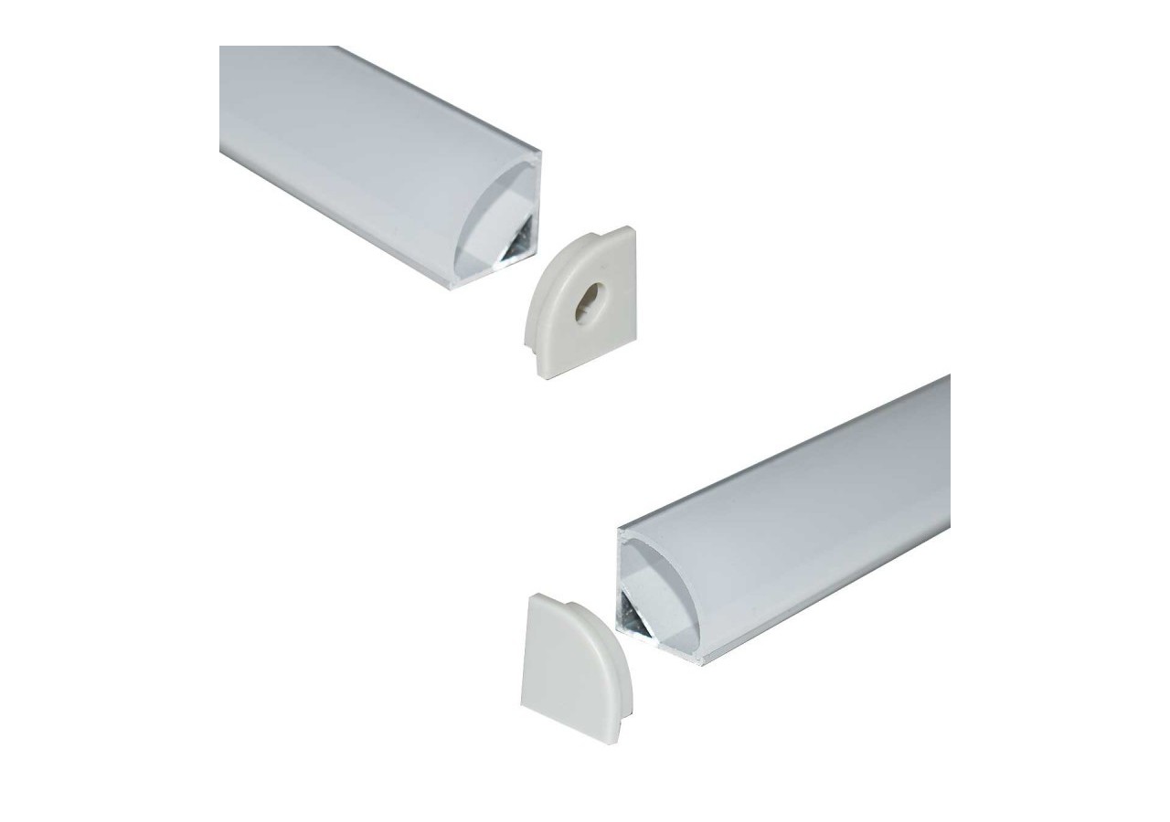 Profilé d'angle en aluminium pour ruban LED avec diffuseur-16x16mm-4 agrafes-2 embouts-2m - KPERF16X16-P - Barcelona LED