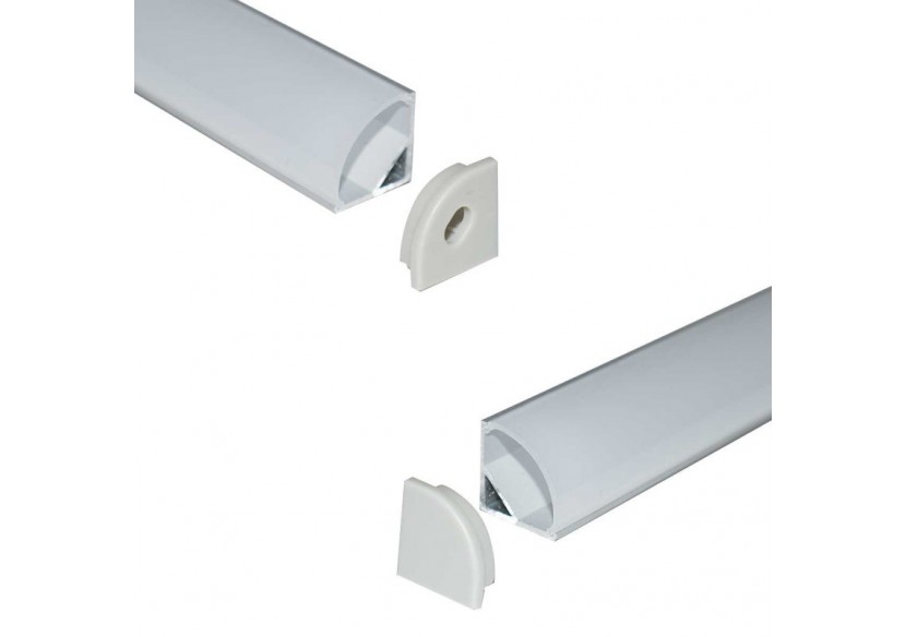 Profilé d'angle en aluminium pour ruban LED avec diffuseur-16x16mm-4 agrafes-2 embouts-2m - KPERF16X16-P - Barcelona LED