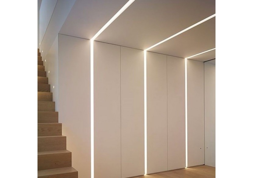 Profilé encastré en aluminium pour bande LED avec diffuseur-23x15mm-2 embouts-2m - KPERF23X15-B - Barcelona LED