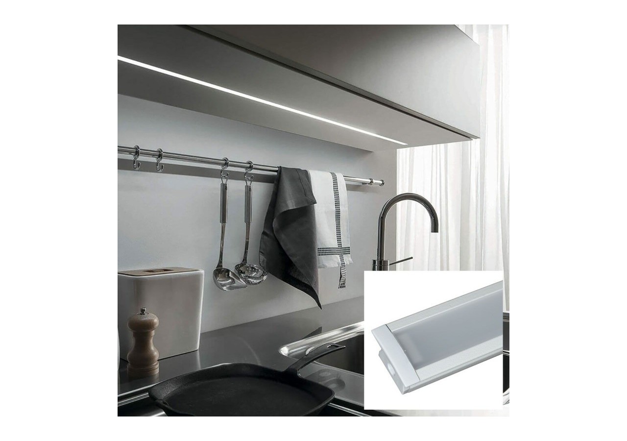 Profilé encastré en aluminium pour bande LED avec diffuseur-23x15mm-2 embouts-2m - KPERF23X15-B - Barcelona LED