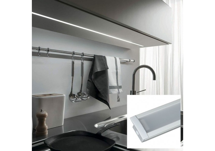 Profilé encastré en aluminium pour bande LED avec diffuseur-23x15mm-2 embouts-2m - KPERF23X15-B - Barcelona LED