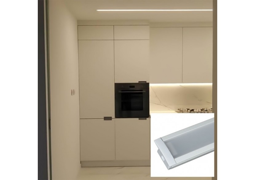 Profilé encastré en aluminium pour bande LED avec diffuseur-23x15mm-2 embouts-2m - KPERF23X15-B - Barcelona LED