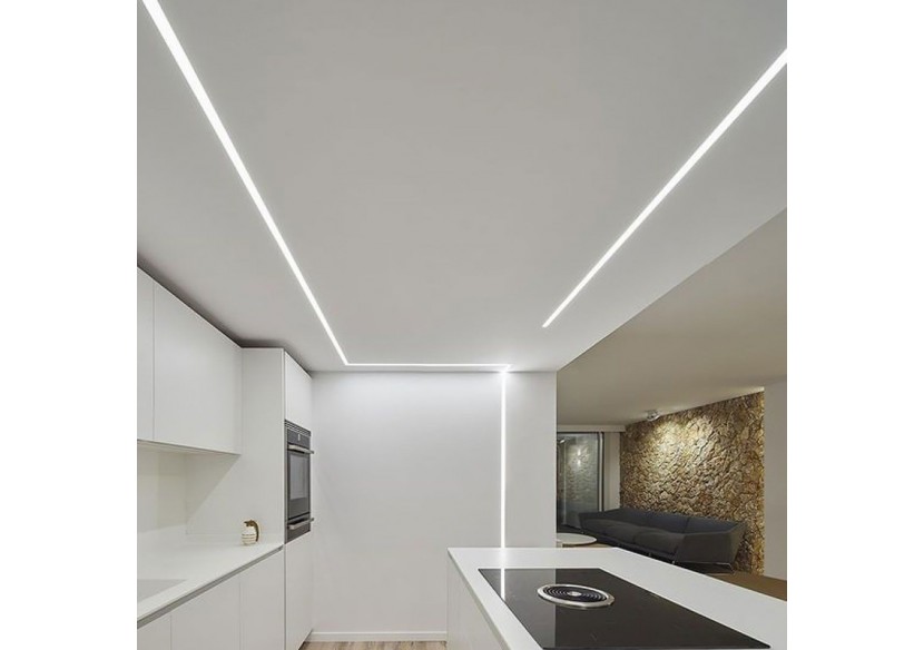 Profilé encastré en aluminium pour bande LED avec diffuseur-23x15mm-2 embouts-2m - KPERF23X15-B - Barcelona LED