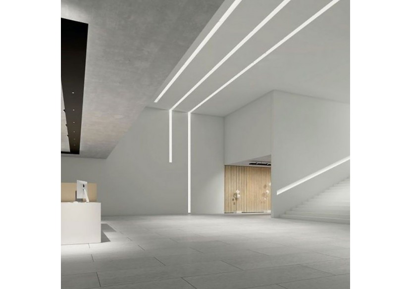 Profilé encastré en aluminium pour bande LED avec diffuseur-23x15mm-2 embouts-2m - KPERF23X15-B - Barcelona LED