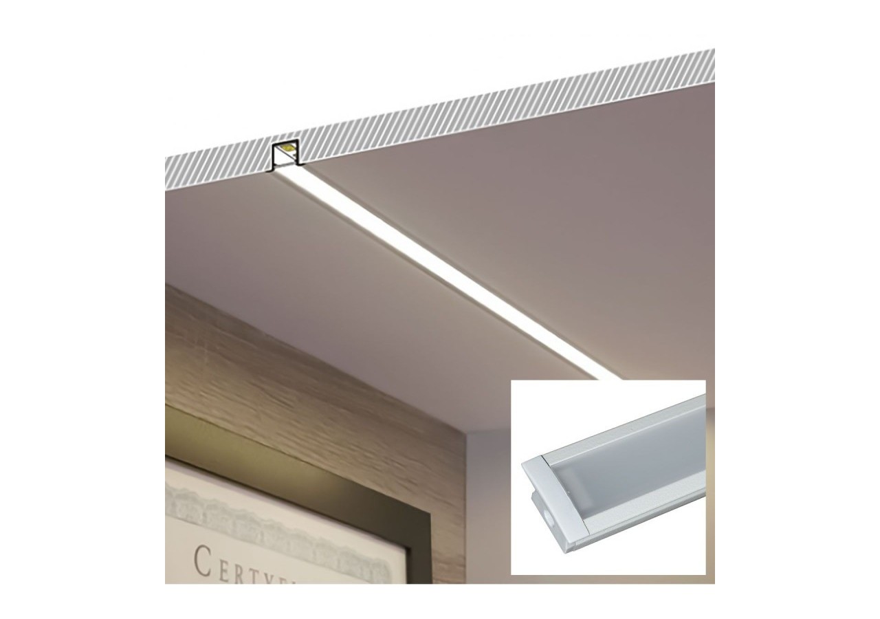 Profilé encastré en aluminium pour bande LED avec diffuseur-23x15mm-2 embouts-2m - KPERF23X15-B - Barcelona LED