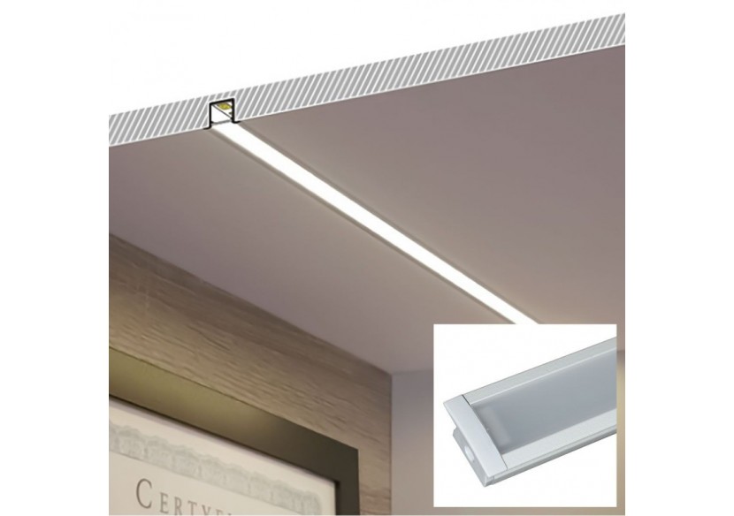 Profilé encastré en aluminium pour bande LED avec diffuseur-23x15mm-2 embouts-2m - KPERF23X15-B - Barcelona LED
