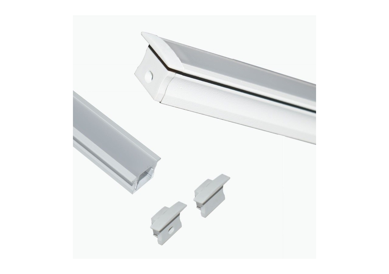 Profilé encastré en aluminium pour bande LED avec diffuseur-23x15mm-2 embouts-2m - KPERF23X15-B - Barcelona LED
