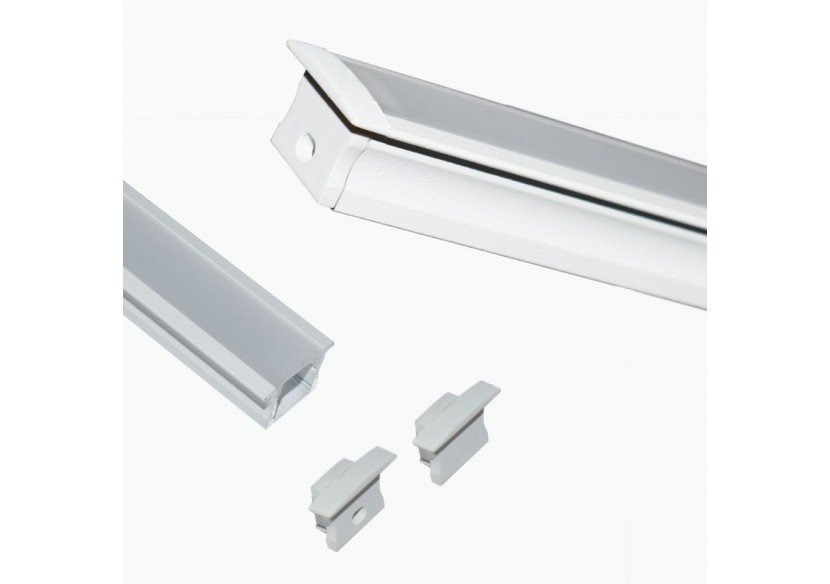 Profilé encastré en aluminium pour bande LED avec diffuseur-23x15mm-2 embouts-2m - KPERF23X15-B - Barcelona LED