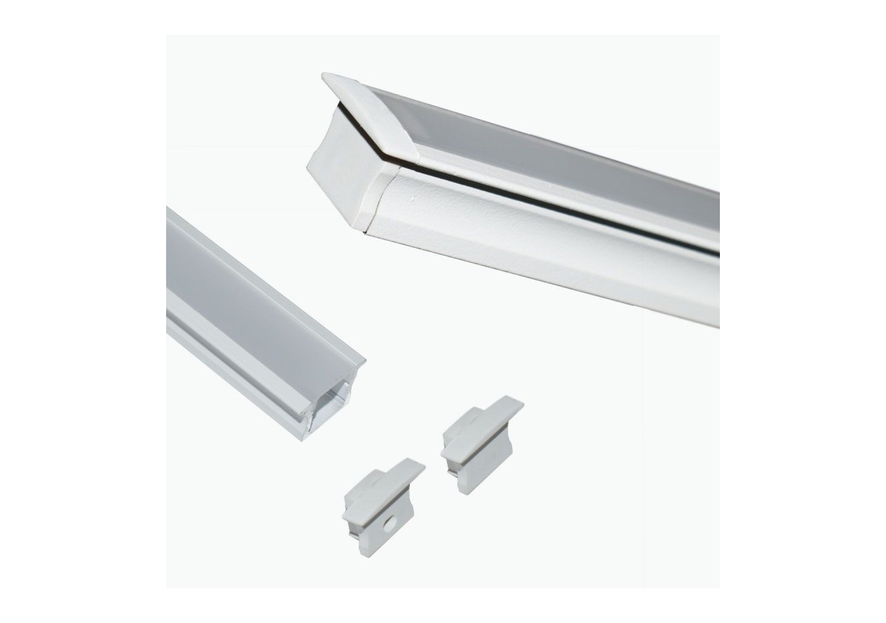 Profilé encastré en aluminium pour bande LED avec diffuseur-23x15mm-2 embouts-2m - KPERF23X15-B - Barcelona LED