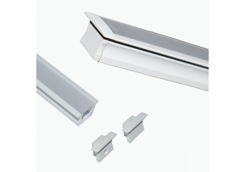 Profilé encastré en aluminium pour bande LED avec diffuseur-23x15mm-2 embouts-2m - KPERF23X15-B - Barcelona LED