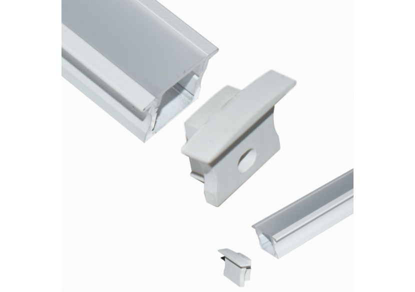 Profilé encastré en aluminium pour bande LED avec diffuseur-23x15mm-2 embouts-2m - KPERF23X15-B - Barcelona LED