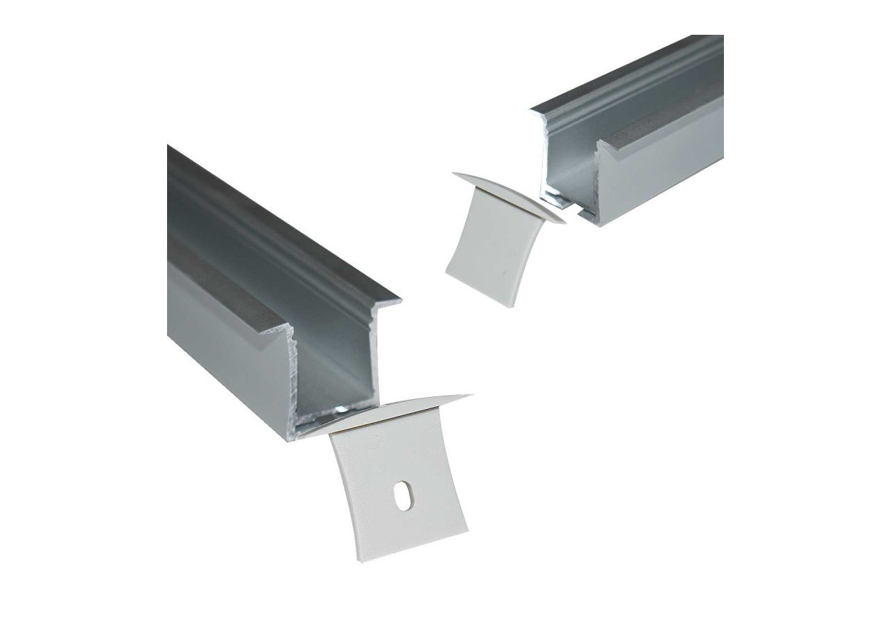 Profilé encastré en aluminium pour bande LED avec diffuseur-36x28mm-4 clips-2 embouts-2m - KPERF36X28-P - Barcelona LED