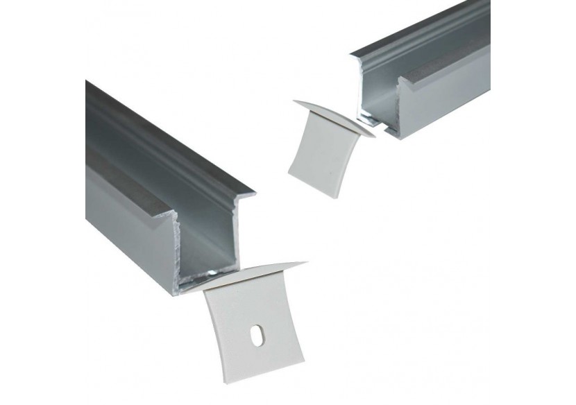 Profilé encastré en aluminium pour bande LED avec diffuseur-36x28mm-4 clips-2 embouts-2m - KPERF36X28-P - Barcelona LED