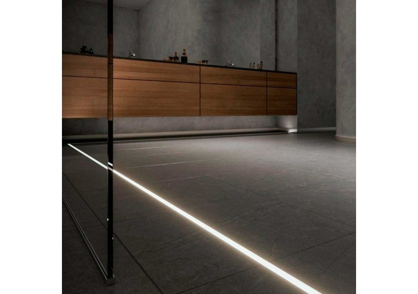 Profilé aluminium encastrable au sol pour ruban LED avec diffuseur-21x26mm-2 embouts-IP54-2m - KPERF21X26-P - Barcelona LED