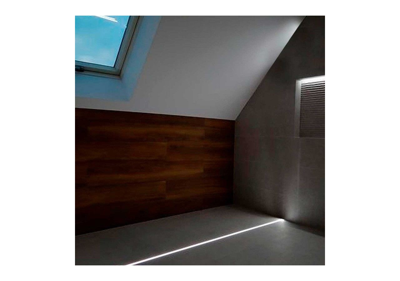 Profilé aluminium encastrable au sol pour ruban LED avec diffuseur-21x26mm-2 embouts-IP54-2m - KPERF21X26-P - Barcelona LED