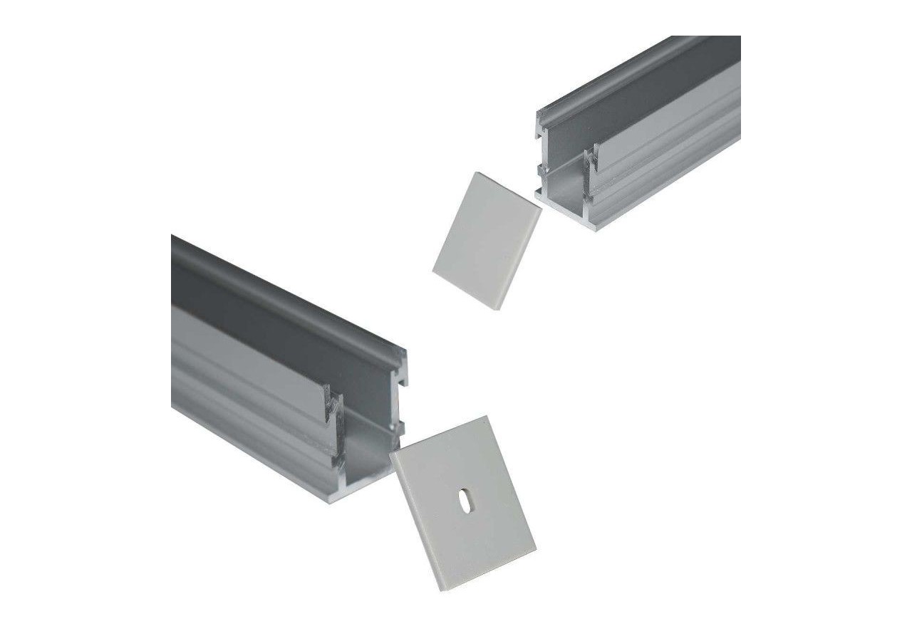 Profilé aluminium encastrable au sol pour ruban LED avec diffuseur-21x26mm-2 embouts-IP54-2m - KPERF21X26-P - Barcelona LED