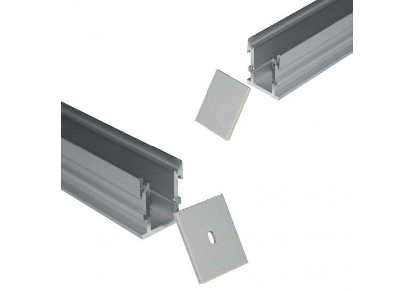 Profilé aluminium encastrable au sol pour ruban LED avec diffuseur-21x26mm-2 embouts-IP54-2m - KPERF21X26-P - Barcelona LED