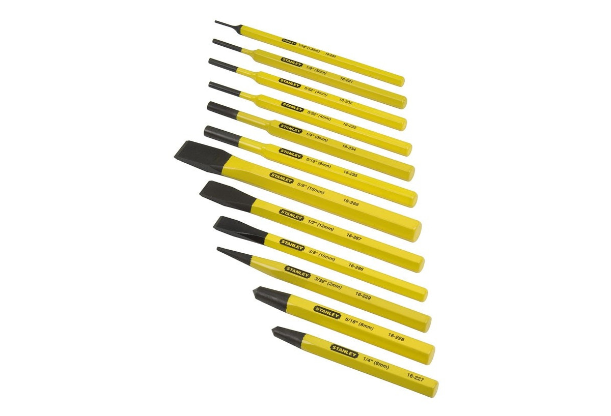 Outils De Frappe (Chasse-Goupilles+Burin A Froid) Jeu De 12 Pcs - Stanley : Confort'Mat