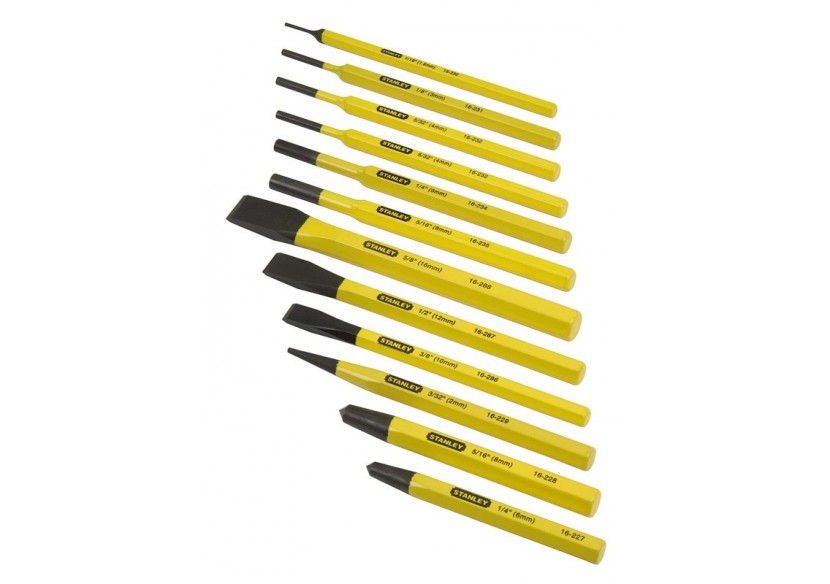 Outils De Frappe (Chasse-Goupilles+Burin A Froid) Jeu De 12 Pcs - Stanley : Confort'Mat