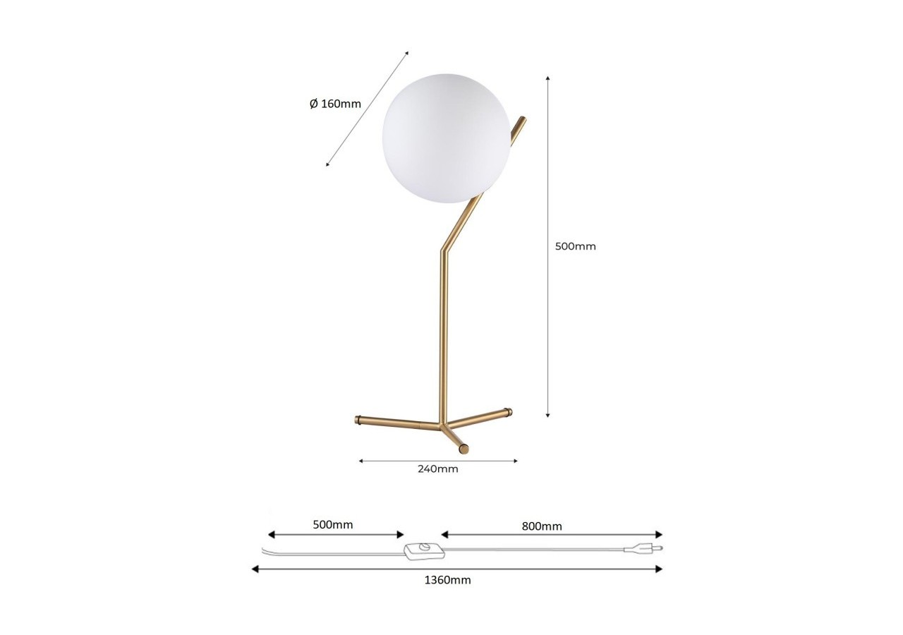 Lampe à poser globe en verre et métal doré"NOLA"-E27 - LD1007-D - Barcelona LED