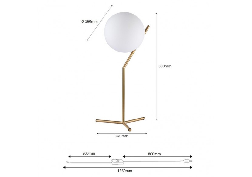 Lampe à poser globe en verre et métal doré"NOLA"-E27 - LD1007-D - Barcelona LED