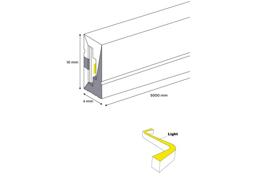 Néon LED flexible 24V/DC 4x10mm-5m-Kit complet-IP67-11W/m-À courbure latérale - N410-5M-AZ - Barcelona LED