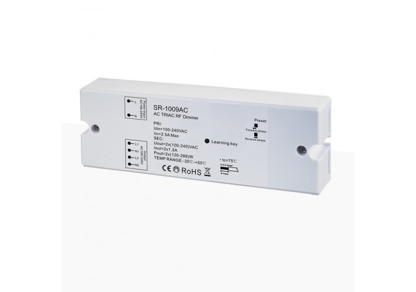 Contrôleur monocouleur dimmable-AC TRIAC RF Dimmer-2 canaux 1,2A/ch-100-240VAC-SUNRICHER Perfect RF - SR-1009AC - Barcelona LED