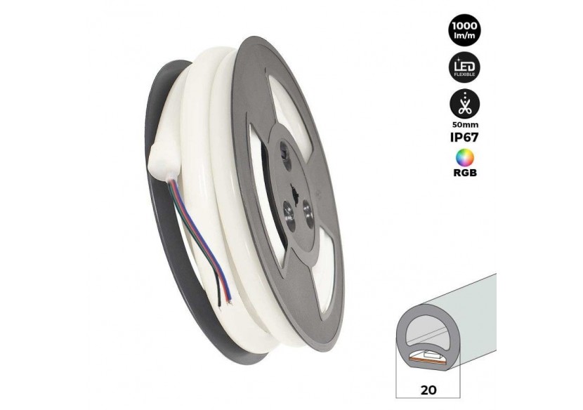 Néon LED flexible 360 degrés circulaire RGB-24 V-diamètre 20mm-5m-22W/m-Kit complet-IP67 - N20D-5M-RGB - Barcelona LED