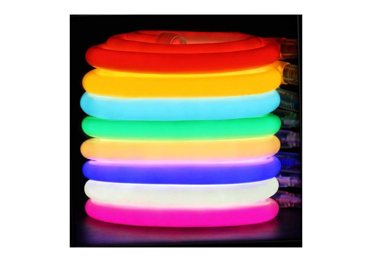Néon LED flexible 360 degrés circulaire RGB-24 V-diamètre 20mm-5m-22W/m-Kit complet-IP67 - N20D-5M-RGB - Barcelona LED