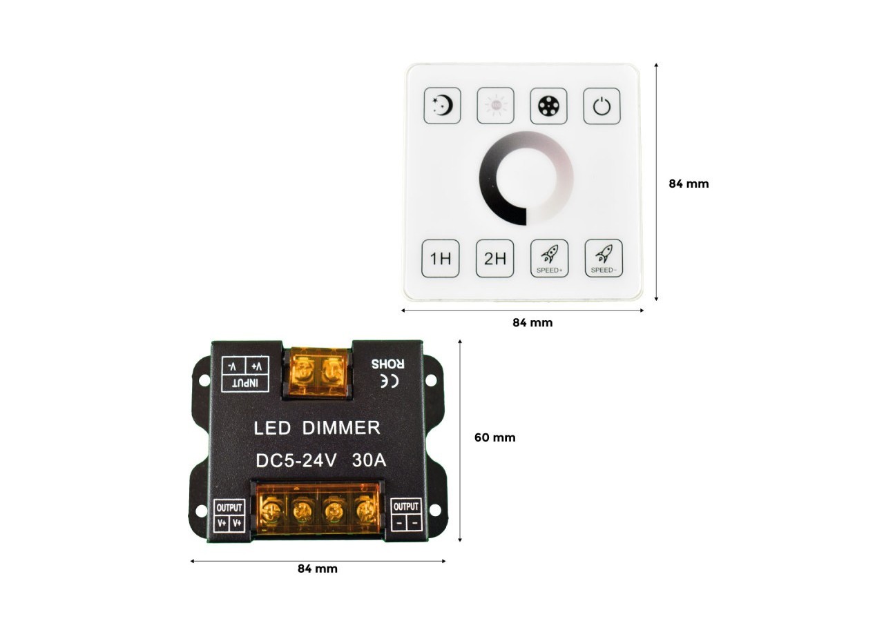 Contrôleur MONOCHROME pour rubans LED avec panneau tactile RF-5-24V/DC - RF86-01 - Barcelona LED