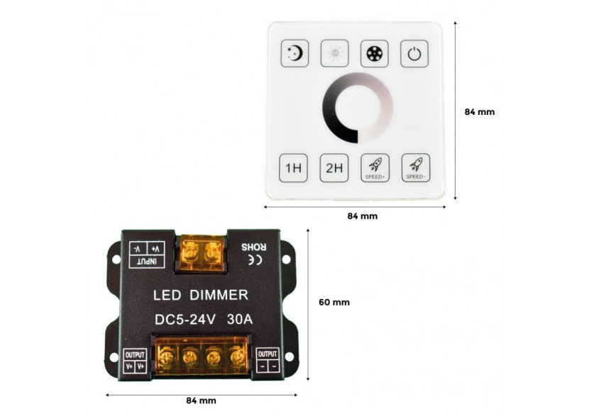Contrôleur MONOCHROME pour rubans LED avec panneau tactile RF-5-24V/DC - RF86-01 - Barcelona LED